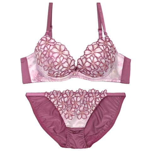 8/8新作!【EFサイズ】グラデーションモーヴフラワーブラジャー&フルバックショーツ[推し](パープル-E70/ショーツM)