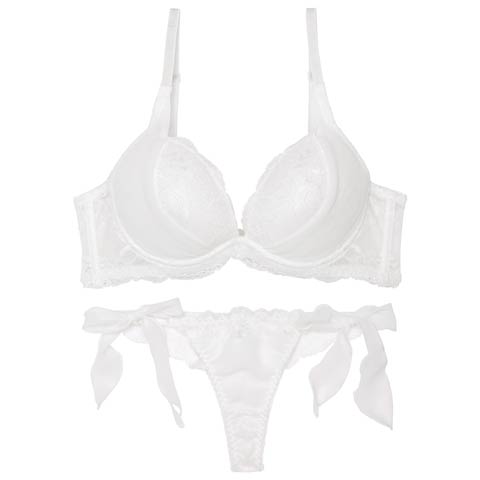 8/13再販!【Tバック】【かとゆり着用】モノトーンプティチュール育乳ブラジャー&サイド紐バック透けTバックショーツ[推し][人気](ホワイト-B65/ショーツM)