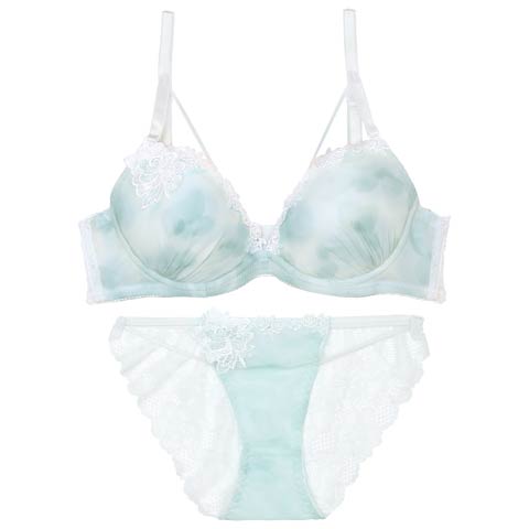 8/20新作!ミスティブロッサムコードブラジャー&バック透けフルバックショーツ[推し][人気](サックス-B65/ショーツM)