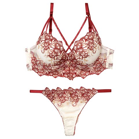 11/18再販!【Tバック】ラグジュアリーブルームストリングブラジャー&バック透けTバックショーツ[推し][人気](アイボリー-A70/ショーツM)