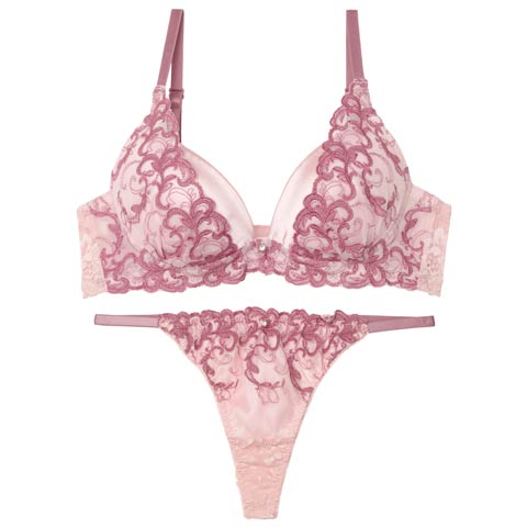 10/3新作!【Tバック】ブリリアントアイビーブラジャー&バック透けTバックショーツ[推し][人気](ピンク-A70/ショーツM)