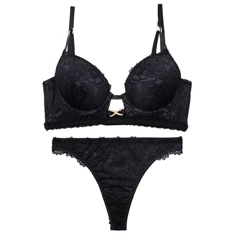 12/26新作!【Tバック】【三上悠亜着用】シャドウレースビジューホール育乳脇高ブラジャー&バック透けTバックショーツ[推し][人気](ブラック-B65/ショーツM)