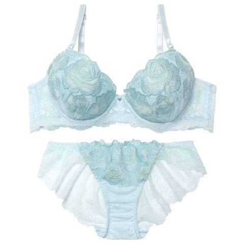 11/17新作!プリンセスグリッターローズブラジャー&バック透けフルバックショーツ[推し][人気](サックス-A70/ショーツM)