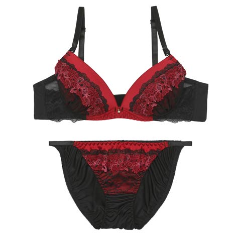 2/4新作!ミスティックケミカルレースブラジャー&フルバックショーツ[推し][人気](ワインレッド-A70/ショーツM)