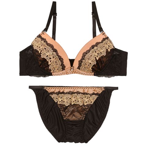 2/4新作!ミスティックケミカルレースブラジャー&フルバックショーツ[推し][人気](ペールオレンジ-A70/ショーツM)