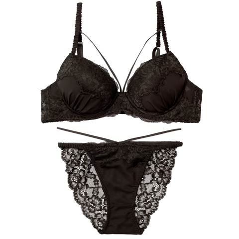 3/18新作!シャドウレーシィコードブラジャー&バック透けフルバックショーツ[推し][人気](ブラック-B65/ショーツM)