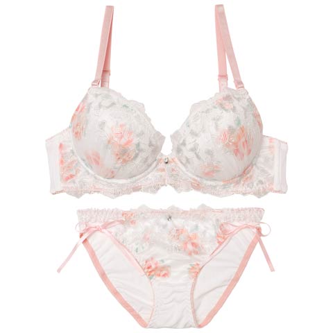 11/24新作!ピュアブロッサムベールブラジャー&フルバックショーツ[推し][人気](ピンク-B65/ショーツM)