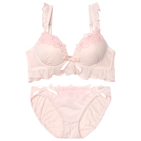 11/28新作!【EFサイズ】パステルブルーミングフリルブラジャー&フルバックショーツ[推し](ピンク-E70/ショーツM)