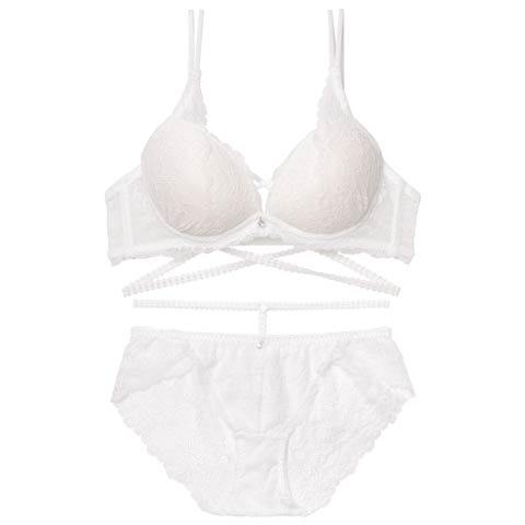 2/27新作!【EFサイズ】リュクスコードレースブラジャー&バック透けフルバックショーツ[推し](オフホワイト-E70/ショーツM)