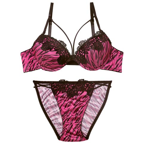 11/26新作!スパイシーゼブラコードブラジャー&フルバックショーツ[推し][人気](ピンク-B65/ショーツM)