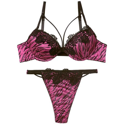 11/26新作!【Tバック】スパイシーゼブラコードブラジャー&Tバックショーツ[推し][人気](ピンク-B65/ショーツM)