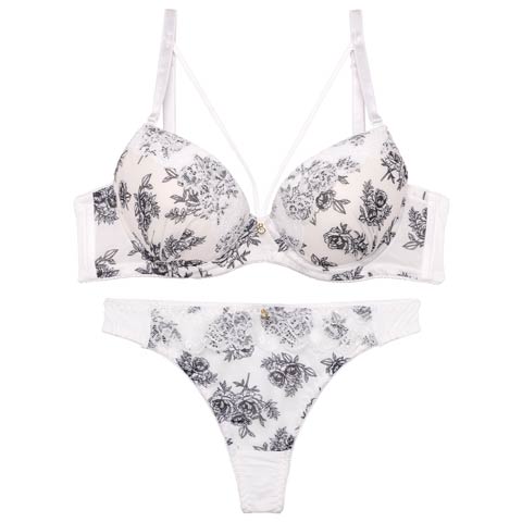 3/25新作!【Tバック】アンティークフラワーコードブラジャー&Tバックショーツ[推し](ホワイト-B65/ショーツM)