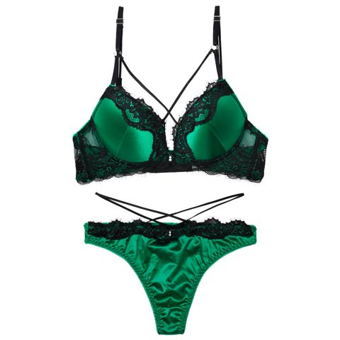 4/24新作!ディープレースクロスコードブラジャー&Tバックショーツ[推し](グリーン-B65/ショーツM)