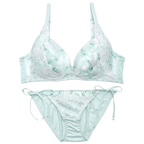 4/1新作!【EFサイズ】【かとゆり着用】エフェメラルバタフライロゼブラジャー&サイド紐フルバックショーツ[推し](ミント-E70/ショーツM)