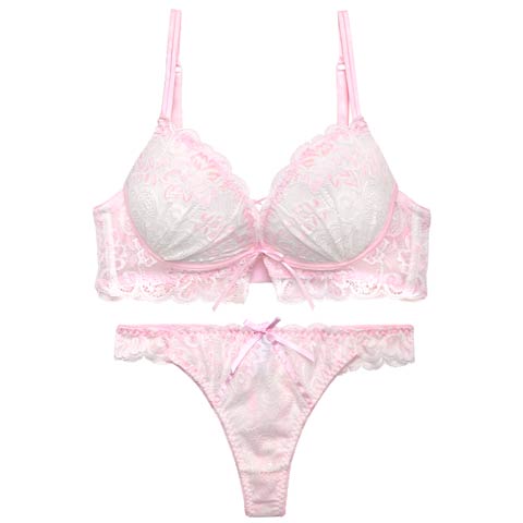 4/29新作!【Tバック】【かとゆり着用】パステルフラワーレースアップブラジャー&バック透けTバックショーツ[推し][人気](ピンク-B65/ショーツM)