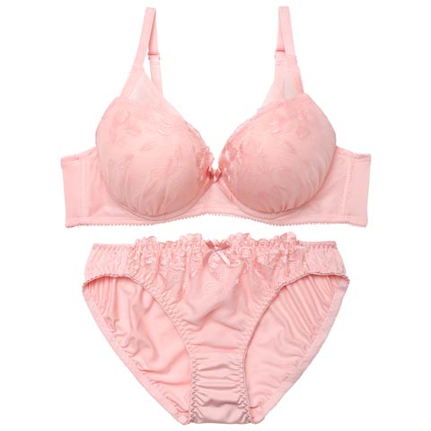 4/6新作!【EFサイズ】シアーチュールブーケブラジャー&フルバックショーツ[推し](ピンク-E65/ショーツM)