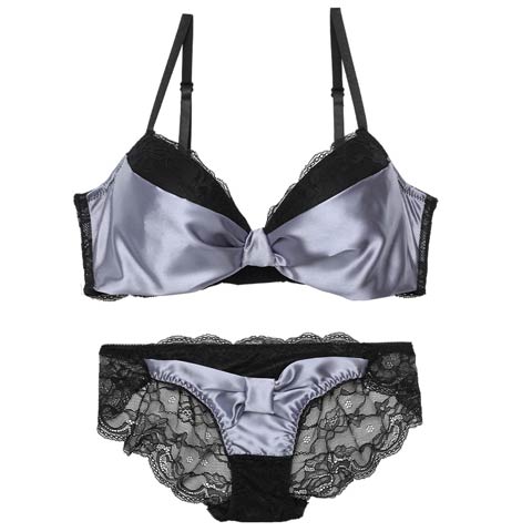 【EFサイズ】【三上悠亜着用】メルティーサテンリボン育乳脇高ブラジャー&バック透けフルバックショーツ[推し](ブルー-E65/ショーツM)