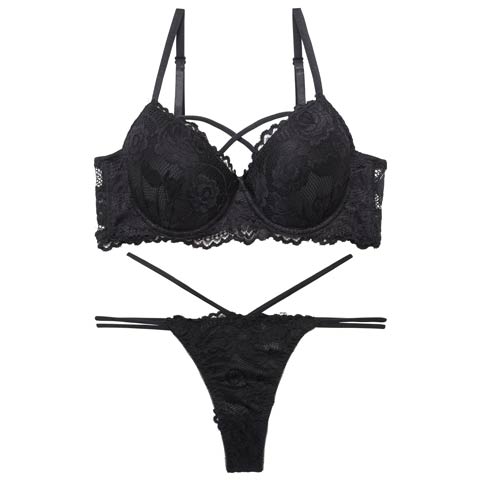 【Tバック】【三上悠亜着用】ローズレーシィストリング育乳脇高ブラジャー&バック透けTバックショーツ[推し][人気](ブラック-A65/ショーツM)