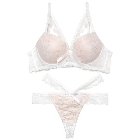 7/3再販!【Tバック】【EFサイズ】ラディアントコードレース育乳ブラジャー&バック透けTバックショーツ[推し](ホワイト-E65/ショーツM)