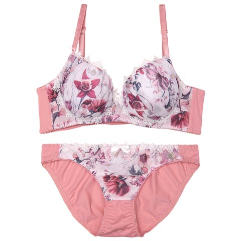 ヘブンリーフルール育乳ブラジャー&フルバックショーツ[推し][人気](ピンク-A65/ショーツM)