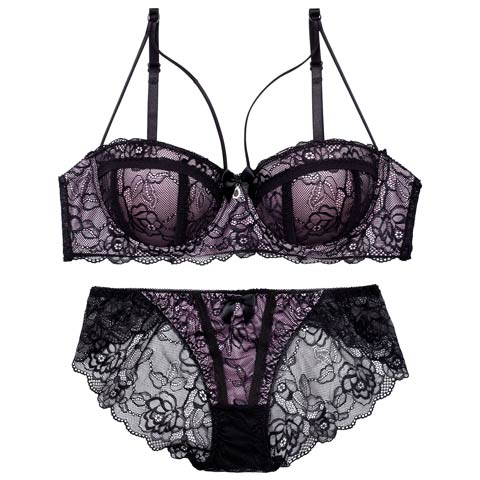 【EFサイズ】マジェスティックシアーレーシィブラジャー&バック透けフルバックショーツ[推し](ピンク-E65/ショーツM)