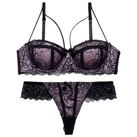 7/16新作!【EFサイズ】【Tバック】マジェスティックシアーレーシィブラジャー&バック透けTバックショーツ[推し](ピンク-E65/ショーツM)