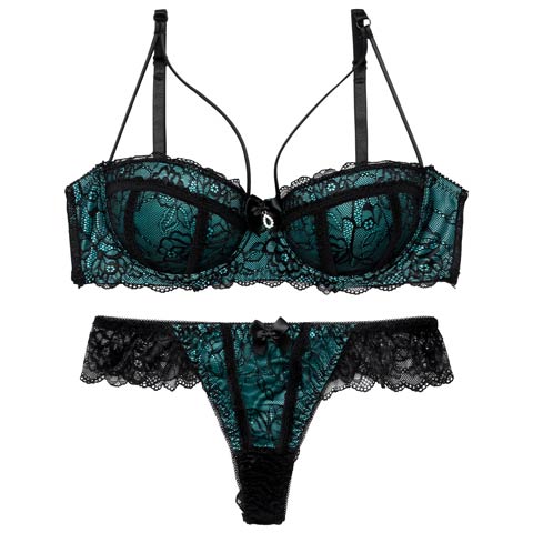 7/16新作!【EFサイズ】【Tバック】マジェスティックシアーレーシィブラジャー&バック透けTバックショーツ[推し](グリーン-E65/ショーツM)