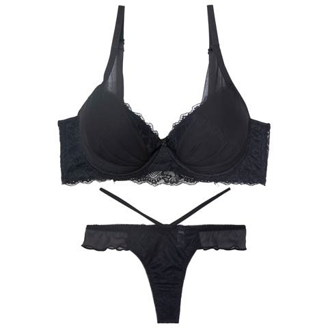 7/9新作!【Tバック】【三上悠亜着用】ラグジュアリーチュールカップ育乳ブラジャー&バック透けTバックショーツ[推し][人気](ブラック-A65/ショーツM)