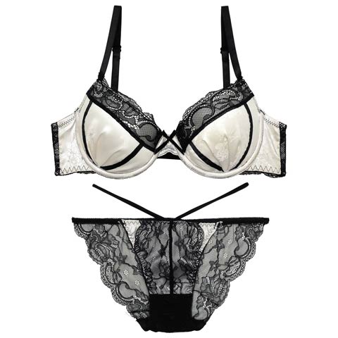 10/11再販!ブリリアントサテンレーシィブラジャー&バック透けフルバックショーツ[推し][人気](シャンパンゴールド-A65/ショーツM)