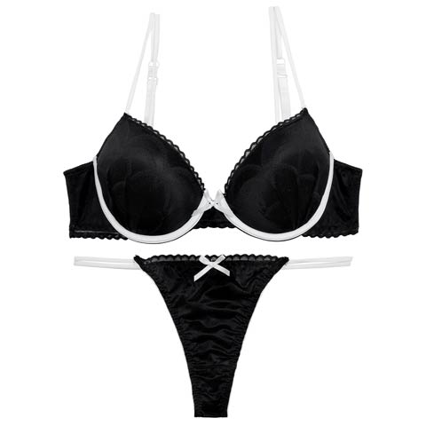 7/7新作!【EFサイズ】【Tバック】バイカラーシアースカラップブラジャー&バック透けTバックショーツ[推し](ブラック-E65/ショーツM)