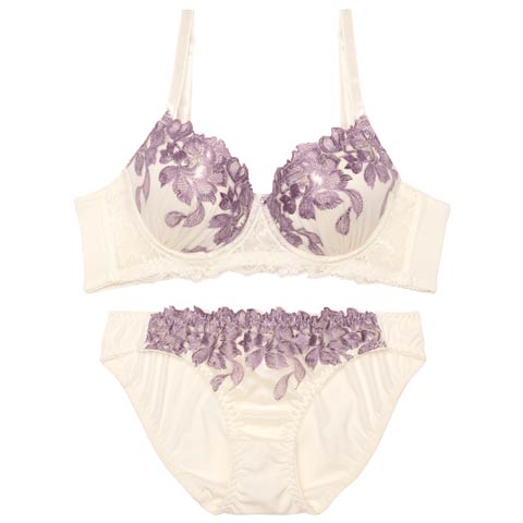 10/28再販!エレガントペタルブルーム育乳ブラジャー&フルバックショーツ[推し][人気](アイボリー-A65/ショーツM)