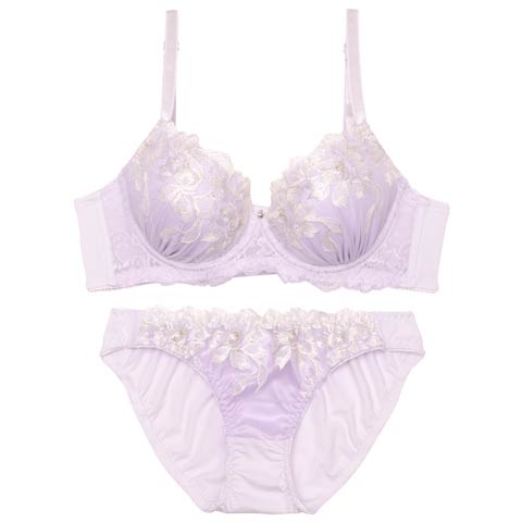 10/28再販!エレガントペタルブルーム育乳ブラジャー&フルバックショーツ[推し][人気](パープル-A65/ショーツM)