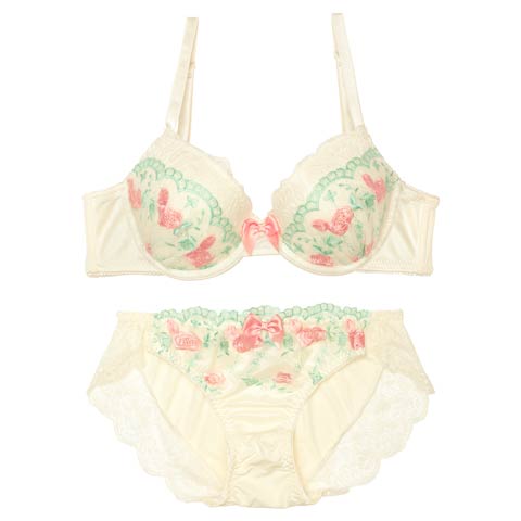 8/18新作!プリマヴェーラローズ育乳脇高ブラジャー&フルバックショーツ[推し][人気](アイボリー-A65/ショーツM)