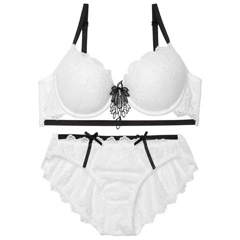 8/21再販!ヴィーナスシルエットレースブラジャー&バック透けフルバックショーツ[推し][人気](ホワイト-A65/ショーツM)