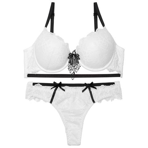 8/21再販!【Tバック】ヴィーナスシルエットレースブラジャー&バック透けTバックショーツ[推し][人気](ホワイト-A65/ショーツM)