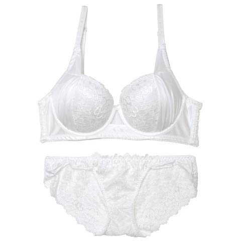 8/19再販!【三上悠亜着用】ノーブルレーシィホール育乳ブラジャー&バック透けフルバックショーツ[推し][人気](ホワイト-A65/ショーツM)