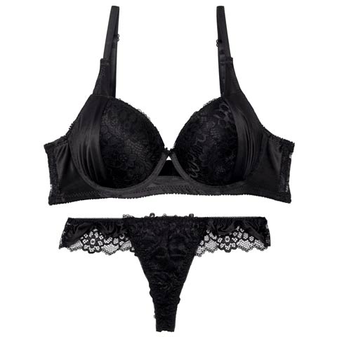 8/19再販!【Tバック】【三上悠亜着用】ノーブルレーシィホール育乳ブラジャー&バック透けTバックショーツ[推し][人気](ブラック-A65/ショーツM)