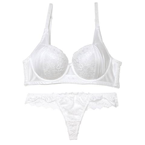 8/19再販!【Tバック】【三上悠亜着用】ノーブルレーシィホール育乳ブラジャー&バック透けTバックショーツ[推し][人気](ホワイト-A65/ショーツM)