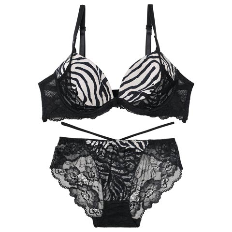 12/5再販!ビターアニマルレーシィブラジャー&バック透けフルバックショーツ[推し][人気](ゼブラ-A65/ショーツM)