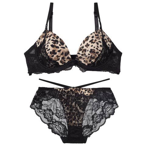 12/5再販!【EFサイズ】ビターアニマルレーシィブラジャー&バック透けフルバックショーツ[推し](レオパード-E65/ショーツM)
