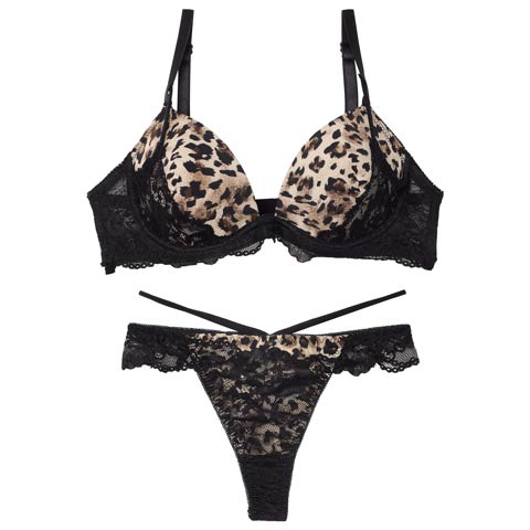 12/5再販!【EFサイズ】【Tバック】ビターアニマルレーシィブラジャー&バック透けTバックショーツ[推し](レオパード-E65/ショーツM)