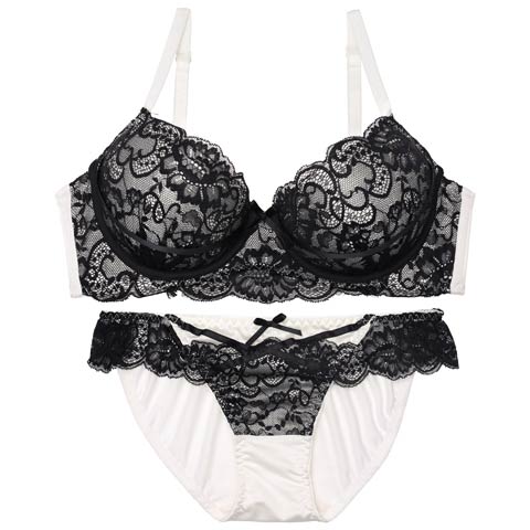 10/16再販!ロマンスレーシィコードブラジャー&フルバックショーツ[推し][人気](オフホワイト-A65/ショーツM)