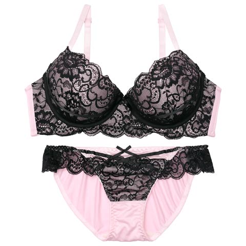 10/16再販!ロマンスレーシィコードブラジャー&フルバックショーツ[推し][人気](ピンク-A65/ショーツM)