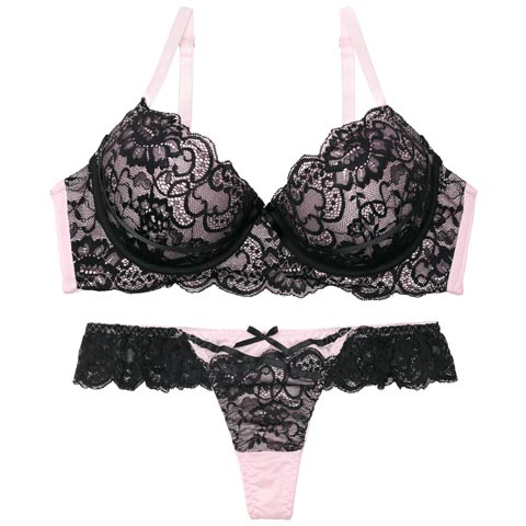 10/16再販!【EFサイズ】【Tバック】ロマンスレーシィコードブラジャー&Tバックショーツ[推し](ピンク-E65/ショーツM)