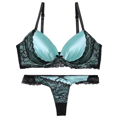 8/25新作!【Tバック】ノーブルサテンレース育乳脇高ブラジャー&バック透けTバックショーツ[推し][人気](サックス-A65/ショーツM)