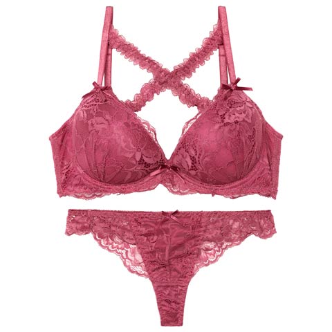 9/3新作!【EFサイズ】【Tバック】【三上悠亜着用】ロマンティックレーシィクロス育乳脇高ブラジャー&バック透けTバックショーツ[推し](ピンク-E65/ショーツM)