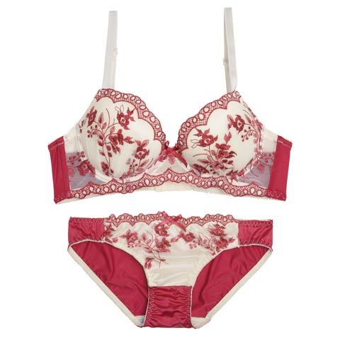 11/8再販!【ノンワイヤー】ノスタルジアブルーム育乳ブラジャー&フルバックショーツ[推し][人気](ピンク-A65/ショーツM)