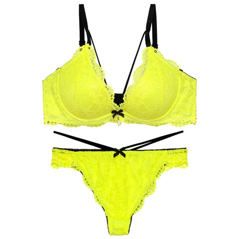 2/11新作!【EFサイズ】【Tバック】ネオンカラーレースコードブラジャー&バック透けTバックショーツ[推し](グリーン-E65/ショーツM)