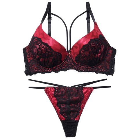 12/22新作!sexyサテンレオパードブラジャー＆バック透けTバックショーツ［激売れ］(ワインレッド-A65/ショーツM)