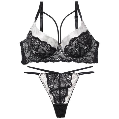 12/22新作!【EFサイズ】sexyサテンレオパードブラジャー＆バック透けTバックショーツ［大人気］(ホワイト-E65/ショーツM)